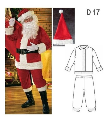 ( Moldes De Ropa)  Disfraz Santa Papá Noel Adulto 0917