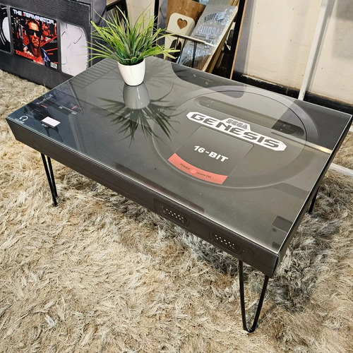 Mesa Ratona Moderna En Forma De Consola Sega. Vidrio Opciona