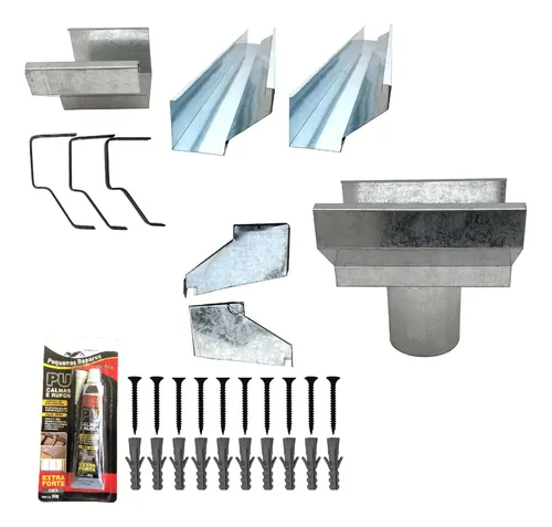 comprar Kit Calha Telhado Beiral 4 Metros Calha Galvanizada  - 21pçs