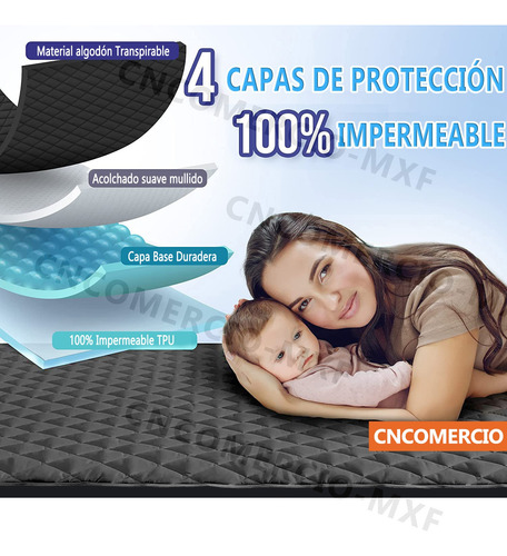 Cubre Colchon Impermeable 3 Capas Funda Almohada Matrimonial