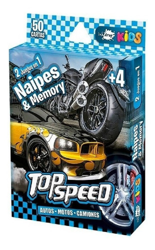 Juego 2 En 1 Naipes Y Memoria Top Speed Autos Motos 