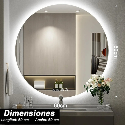 Espejo Led Baño Touch 3 Modo Con Función Antivaho 60*60cm