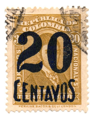 Colombia 20 Centavos Sobrecarga 1932 Estampilla L T 404