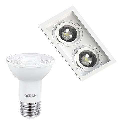 Spot Retangular Embutir Recuado Br 2x Par20 5,5w 525lm Osram