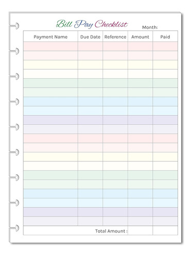 Formularios De Presupuesto Mensual Coloridos Lista De V...