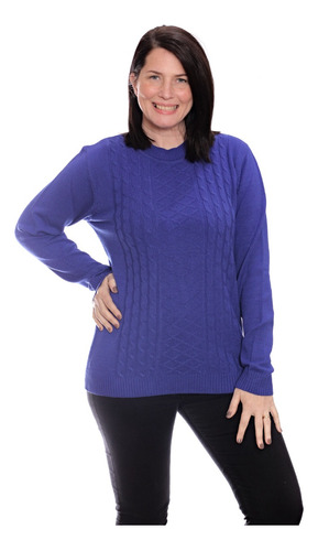 Sweater Tejido Mujer Cuello Redondo Trenzas 3021