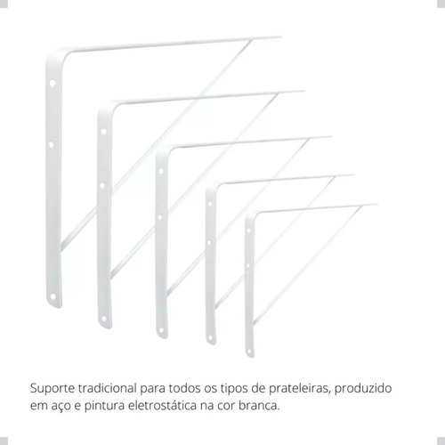 Mão Francesa Kit 12 Branca 30cm + Kit Fixação Envio Imediato