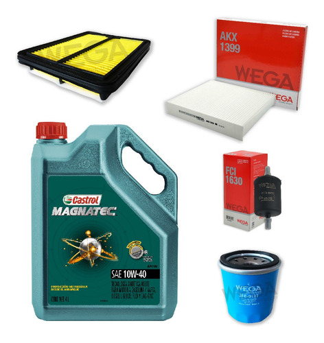 Kit 4 Filtros + 4l Aceite Castrol 10w40 Nissan Kicks 1.6