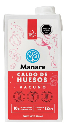 Caldo De Hueso Vacuno 500ml Organico Sin Gluten - Manare