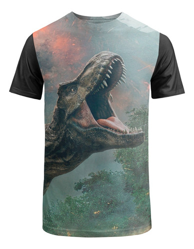 Playera Hombre Estampada Gym Moda Manga Corta Dinosaurio