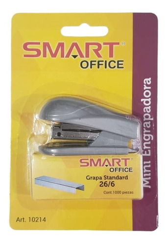 Engrapadora Plástico Mini Met Gris Con 1000 Grapas Smart