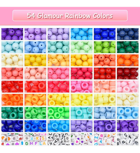 Perlas De Arco Iris Hacer Pulseras Kit, 48 Colores, Per...