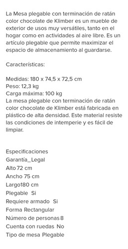 Mesa De Camping Plegable Tipo Ratán Chocolate Envío A Provin