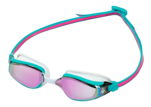 Óculos De Natação Aqua Sphere Fastlane Titanium Profissional Cor Rosa com Verde-Água / Lente Titanium Pink Espelhada