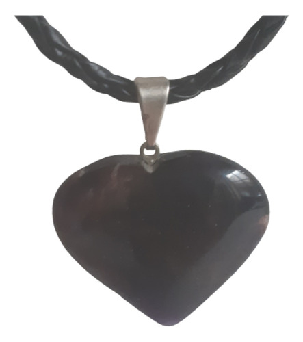 Collar Trenzado Con Dije De Piedra En Forma De Corazón