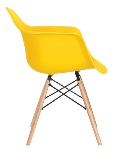 6 Cadeiras  Eames Wood Daw Com Braços Jantar Cozinha Cores Estrutura Da Cadeira Amarelo