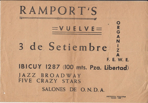 Antiguo Aviso Concierto Grupo Ramports Jazz Salones De Onda