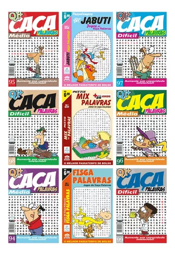 Kit 3 Revistas Coquetel Caça Palavras Busca Palavras Cata Palavras Total  129 Páginas