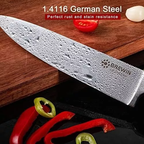 Brewin Juego de cuchillos de chef profesionales de 3 piezas, juego de  cuchillos ultra afilados para cocina de acero inoxidable de alto carbono,  juego