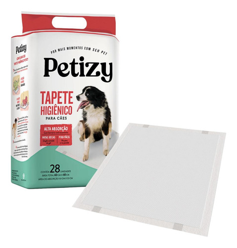 Tapete Higiênico 60x60 28un Descartável Cachorro - Branco