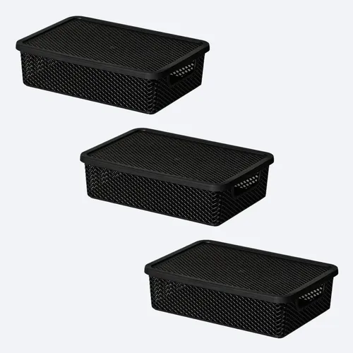 Kit 3 Cesto Caixa Organizadora Empilhável Rattan 4 Litros