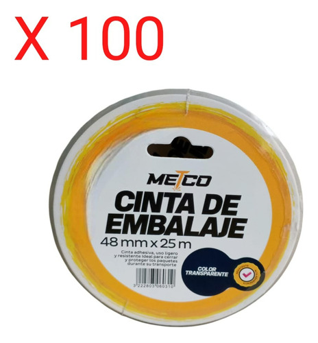 Cinta De Embalaje  Transparente  48mm X 25m  (pack  De 100 )