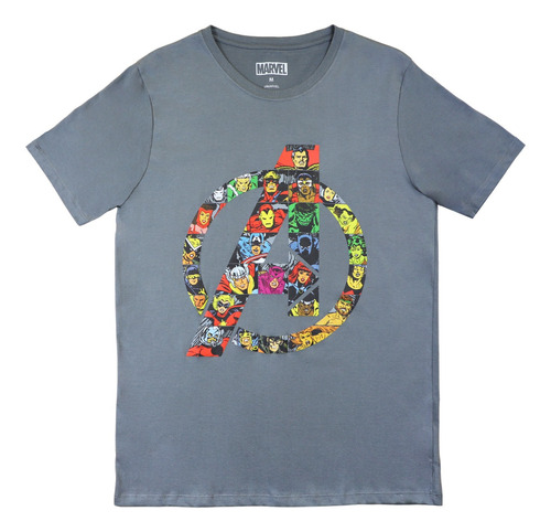 Polera Hombre Avengers Mosaico Gris Marvel