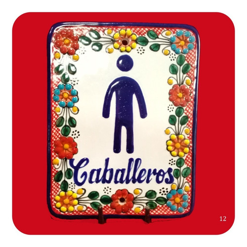 Imagen 2 de 2 de Jgo. 2 Placas Talavera Poblana P/baños: Hombre Mujer M12 Plc