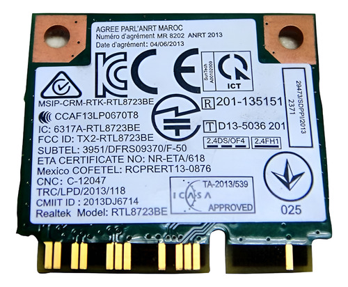 Placa De Red Realtek Rtl8723be Wifi Bluetooth Inalámbrico (Usado)