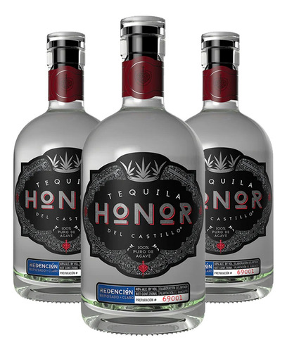 Pack De 3 Tequila Cristalino Rep. 100% Honor Redencion 750ml