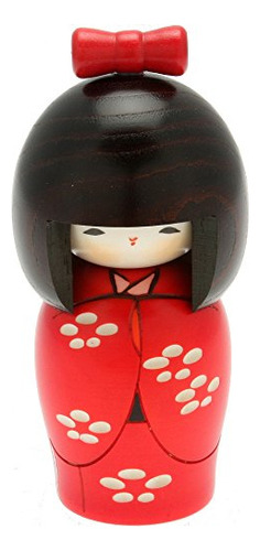 Usaburo Japanese Kokeshi Muñeca, Yuki Rojo Mjpoi