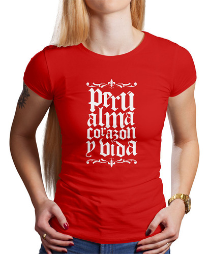 Polo Dama Peru Alma Corazon Y Vida (d0952 Boleto.store)