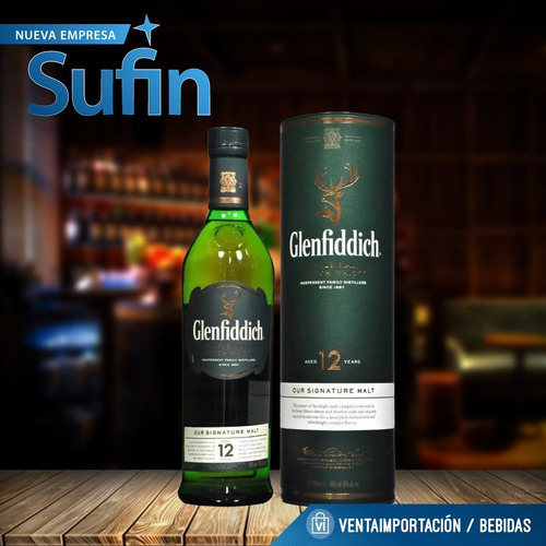 Imagen 2 de 5 de Whisky Glenfiddich 12 Años Single Malt Con Estuche - Sufin
