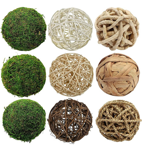 Bola Decorativa De Musgo Verde Natural, Bolas Colgantes Con 