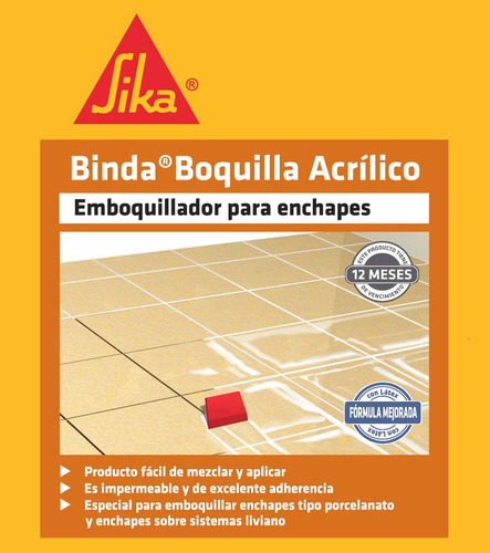 Sika Binda Boquilla Acrílico Mortero Impermeable Blanco 10kg