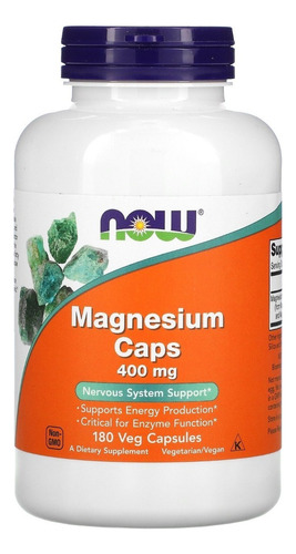 Magnesium Caps 400 Mg Magnésio Puro Concentrado Com 180 Cps