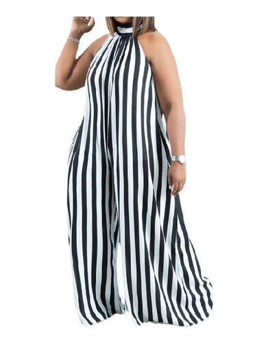 Enterizo Palazzo Mujer Raya Jumpsuit Talla Grande 2xl-5xl