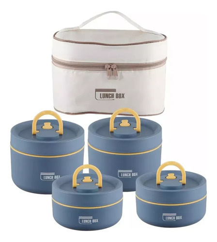 Set De 4 Recipientes Para Comida, Fiambrera Isotérmica