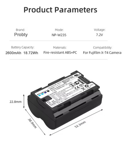Bateria Para Camara Fujifilm Np-w235 X-t5 X-t4 Vg-xt4 Gfx