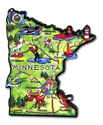 Imán Del Estado Del Mapa De Artwood Del Recuerdo De Minnesot