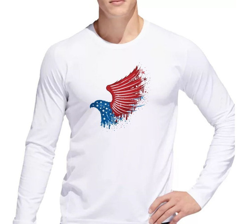 Remera De Hombre Aguila Bandera Estrellas Azul Rojo Eu Ml