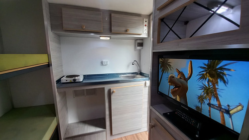 Mini Casa Rodante 2 Metros Para 4 Personas Equipada Tv Led