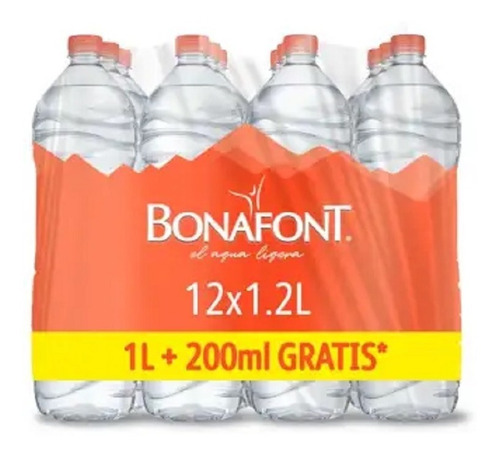 Agua Natural Bonafont 12 Piezas De 1.2 L C/u