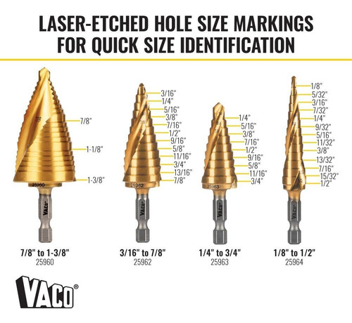 Klein Tools 25950 Step Bit Kit, Spiral Double-fluted, Va Yyn