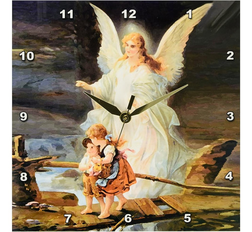 Reloj De Pared 3drose Llc Guardian Angel, 10 Por 10 Pulgadas
