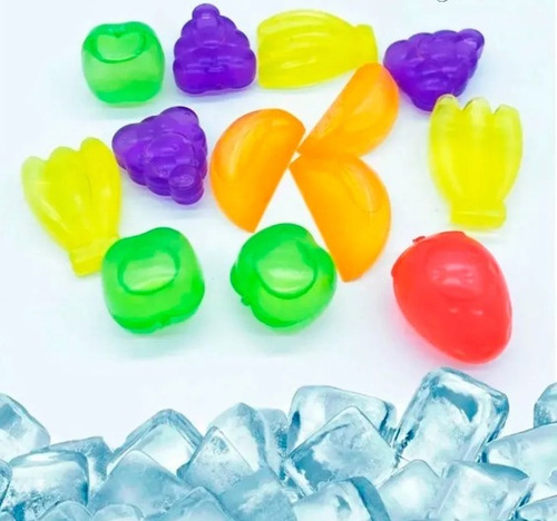 12 Cubos De Hielo De Plastico En Forma De Fruta Multicolor