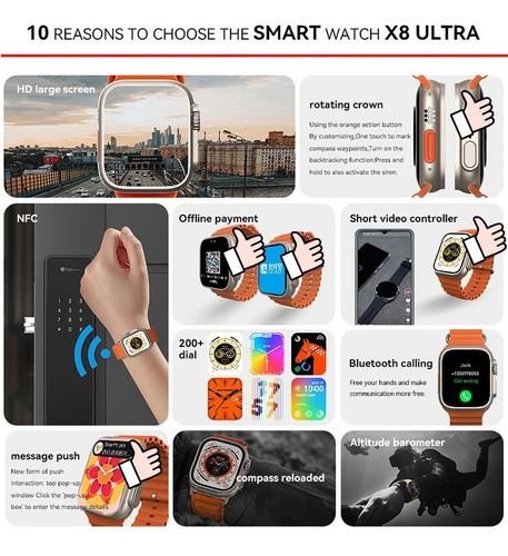 Reloj Inteligente S8 Ultra Max Nfc Series 8 De 49 Mm Y 2.08
