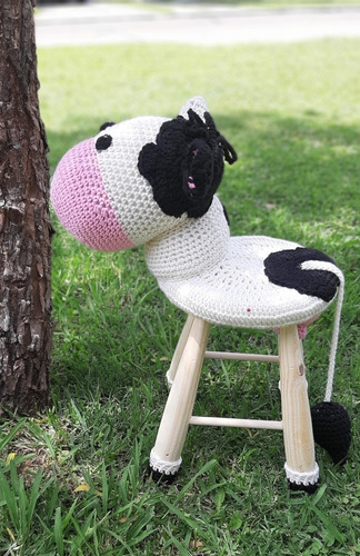Imagen 3 de 4 de Banquito Infantil De Madera Eulogia Amigurumi Tejido Crochet