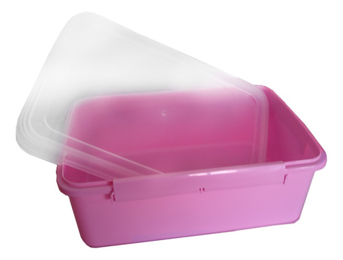 Contenedor N2 -plástico Con Tapa Apto Freezer Hermético Rosa