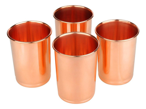 Zap Impex Pure Copper Plain Drinking Copper Glass Set Of 4